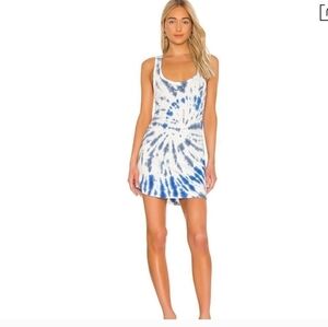 Pam & Gela Sky Blue & White Racerback Tie-Dye Casual Dress/Shirt